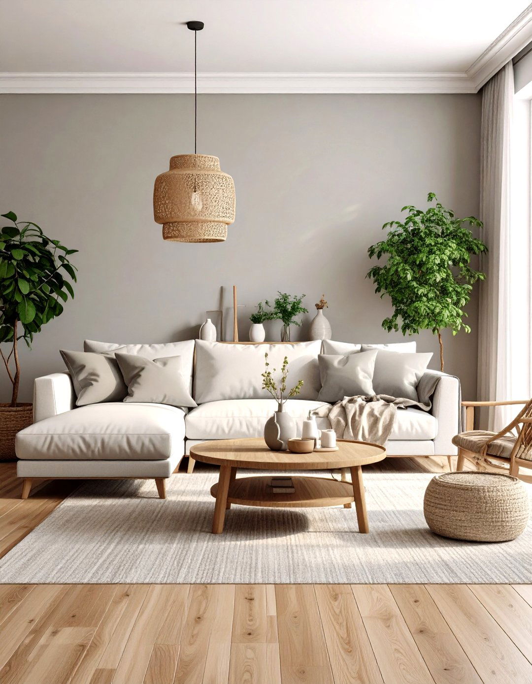 Grey and White Living Room with Wood Accents - 30 grey and white living room ideas