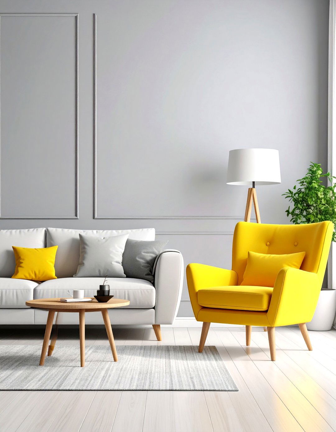 Grey and White Living Room with a Pop of Color - 30 grey and white living room ideas