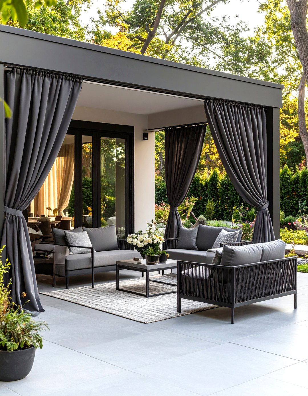 Grommet Top Patio Curtains for Modern Style - 30 patio curtain ideas