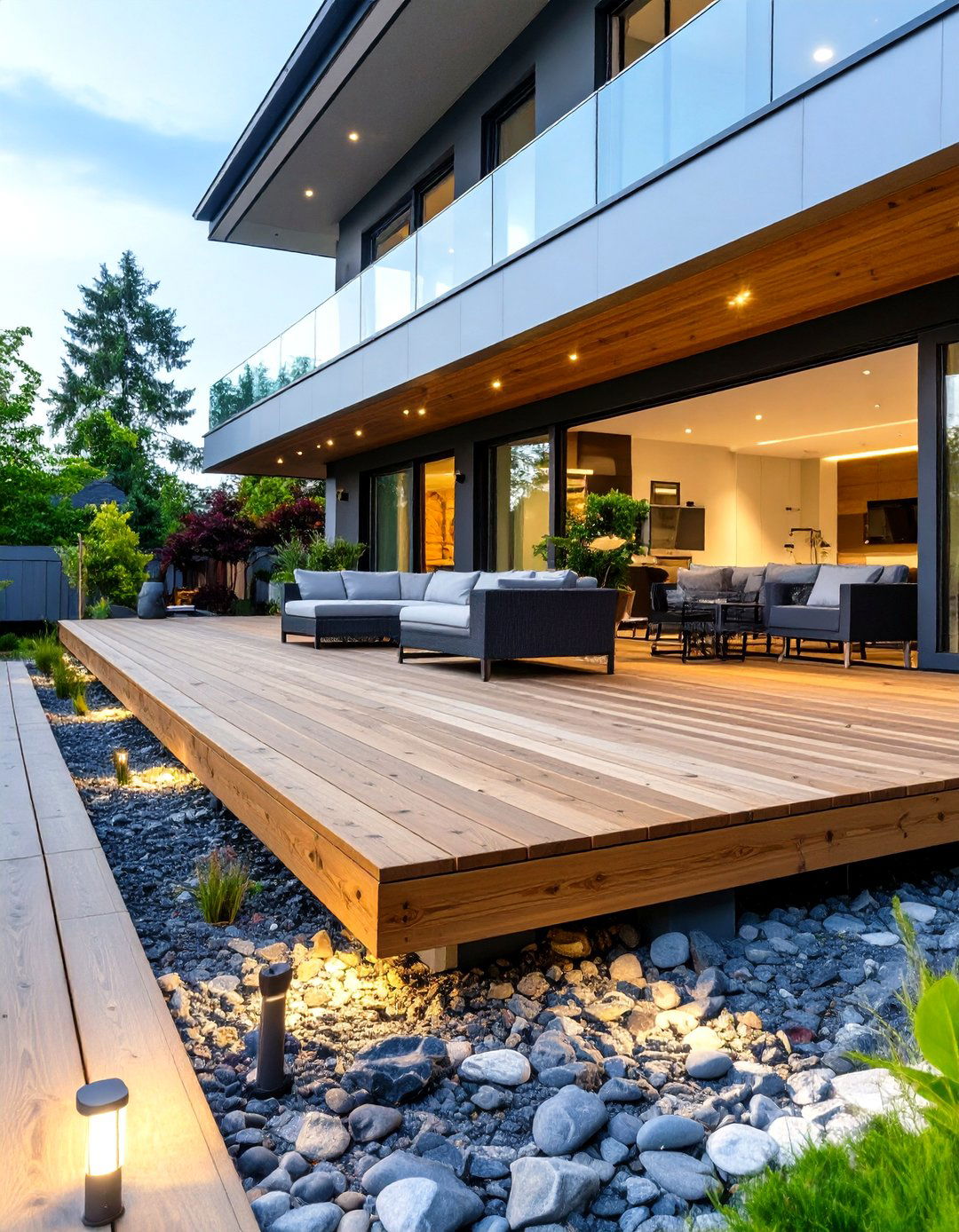 Ground Level Floating Deck - 30 cheap deck ideas