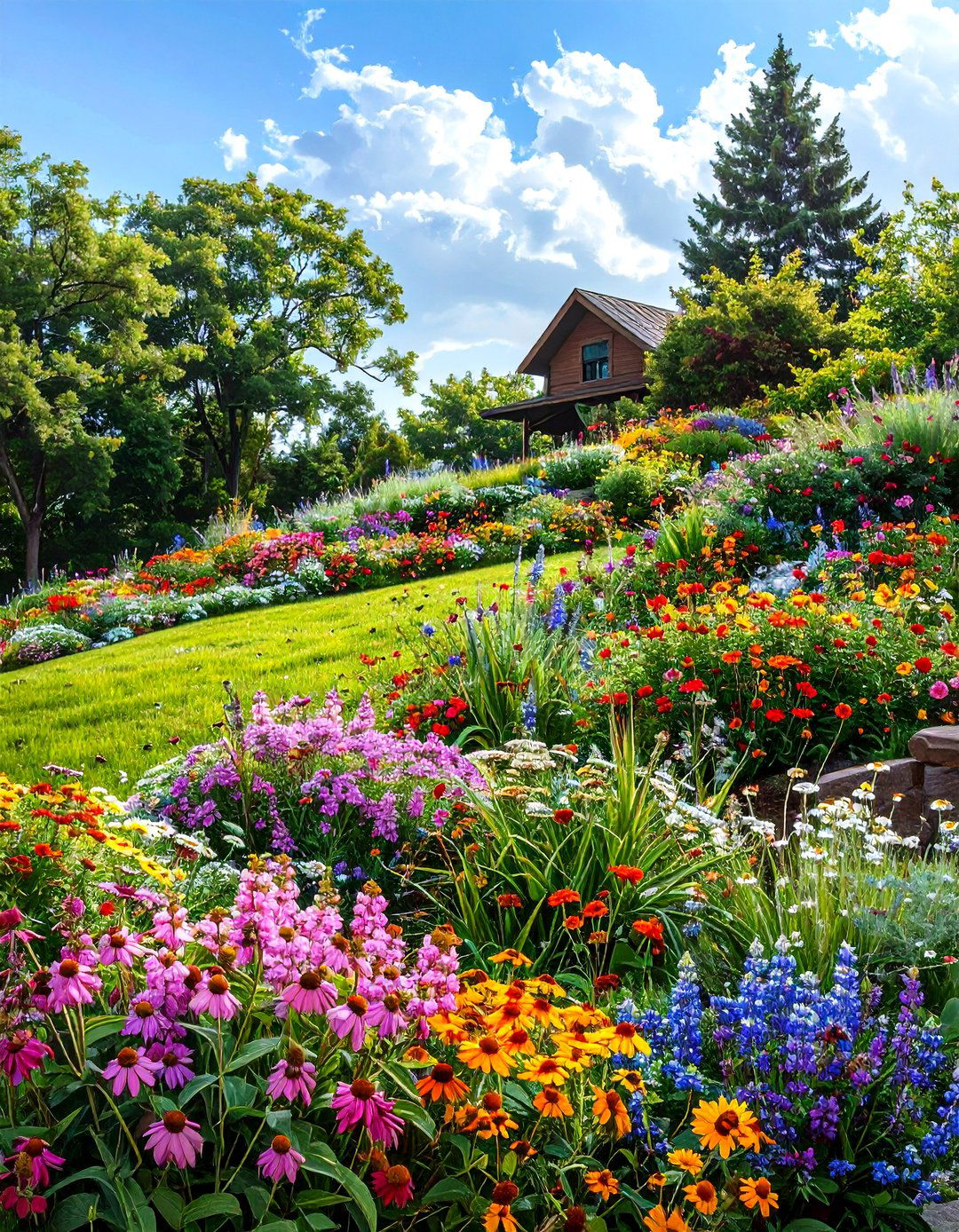 Groundcover and Wildflower Meadow - 30 sloped backyard landscaping ideas