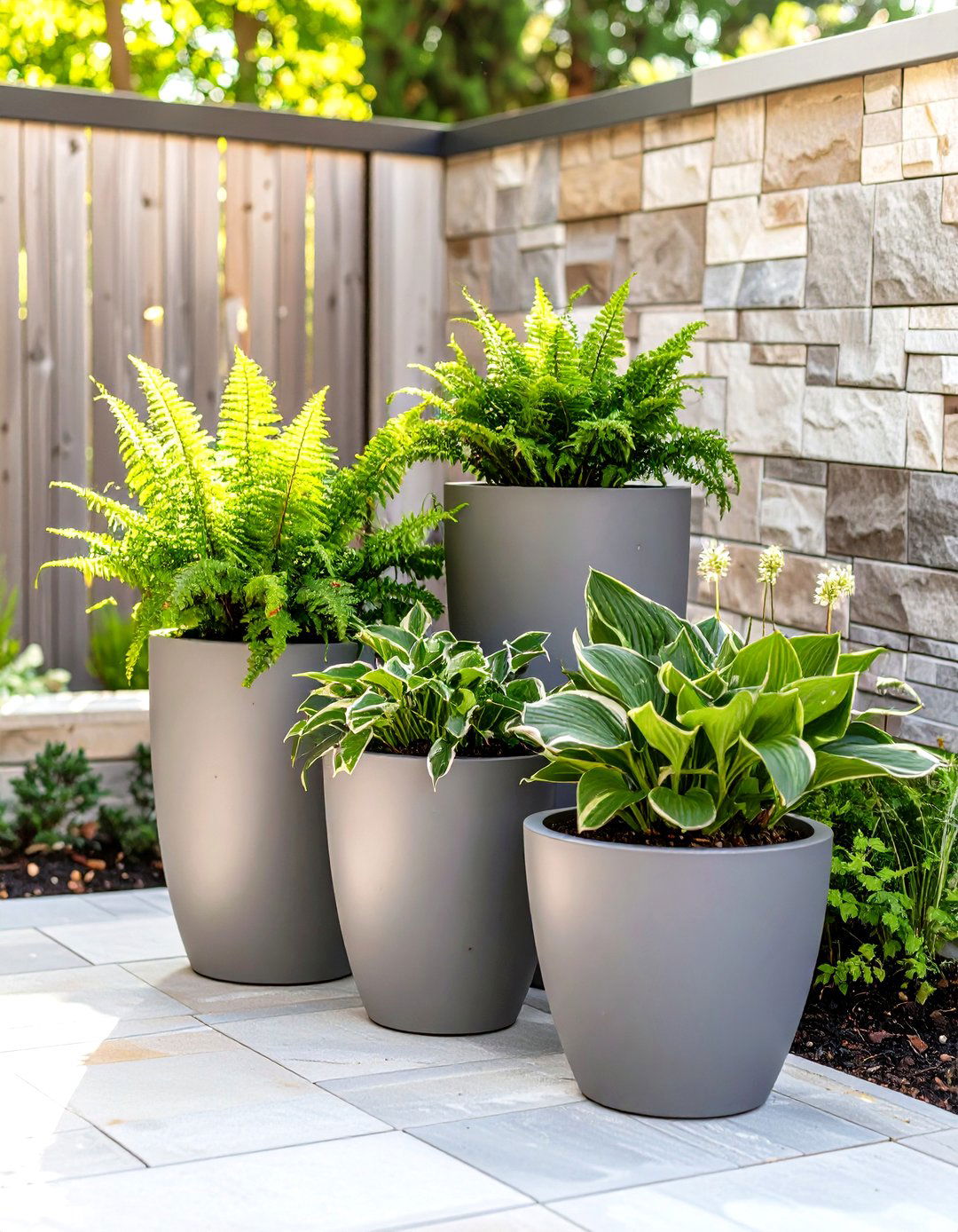Group Potted Plants for Impact - 30 simple backyard landscaping ideas