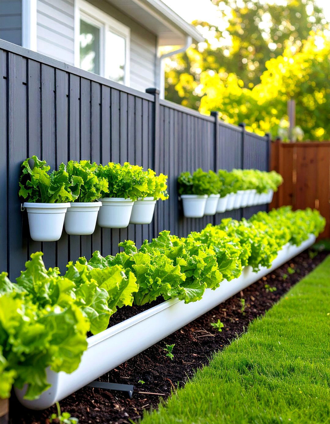 Gutter Garden System on a Patio Wall - 30 patio garden ideas