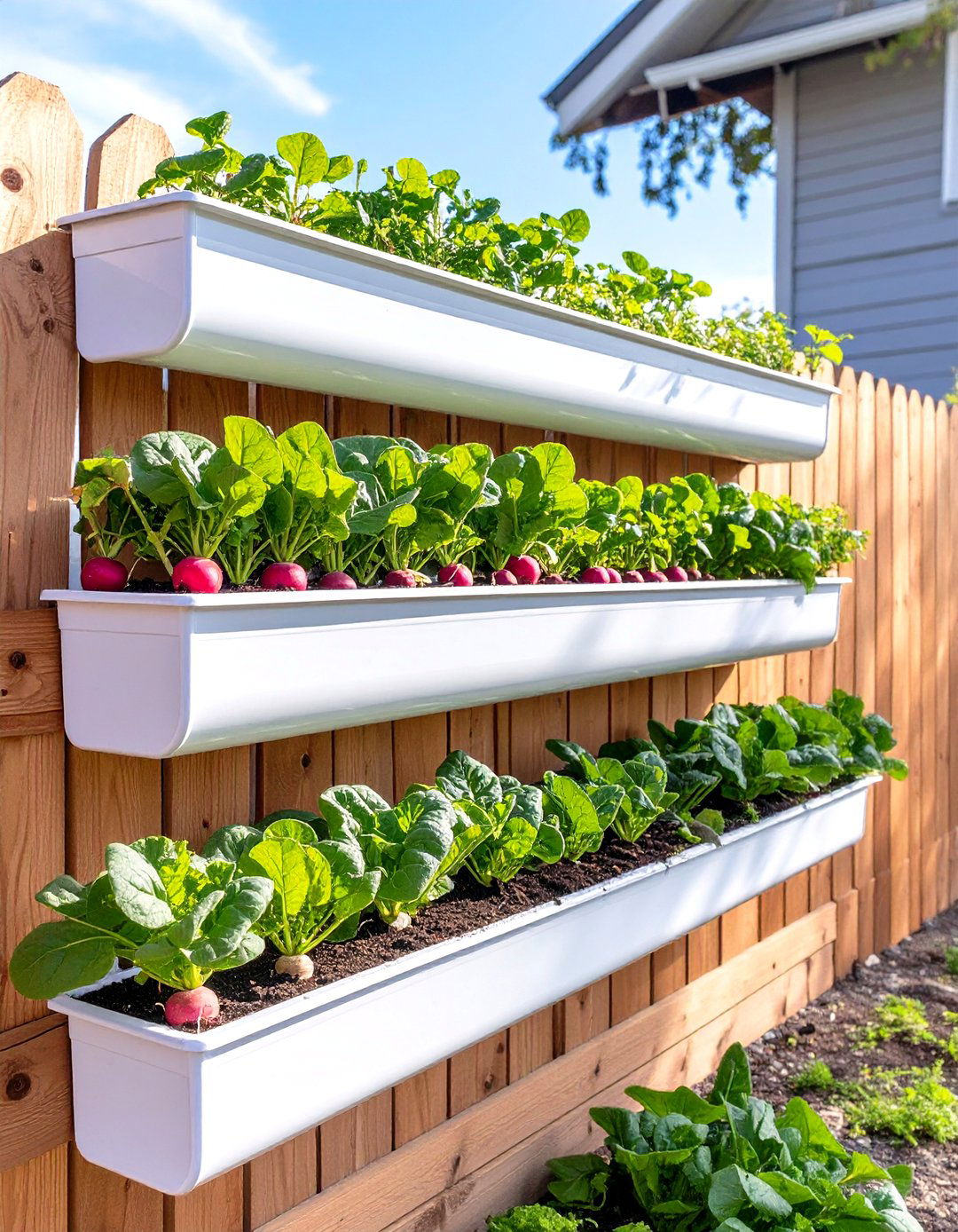 Gutter Garden on a Fence - 30 small vegetable garden ideas