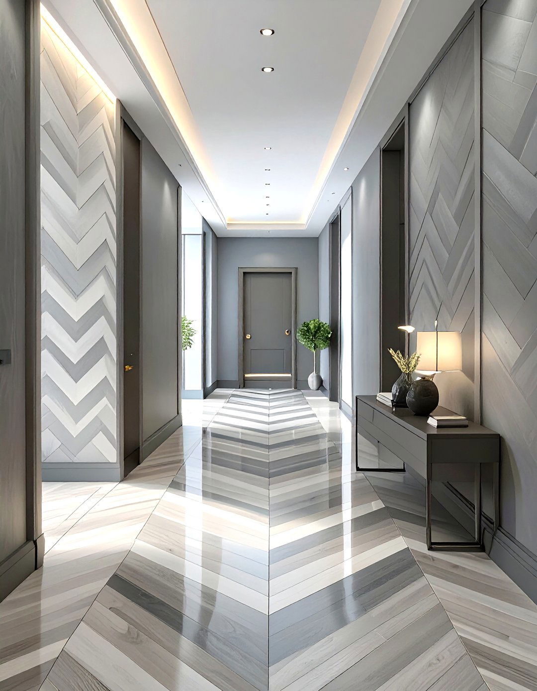 Hallway with Geometric Patterns - 30 hallway paint ideas