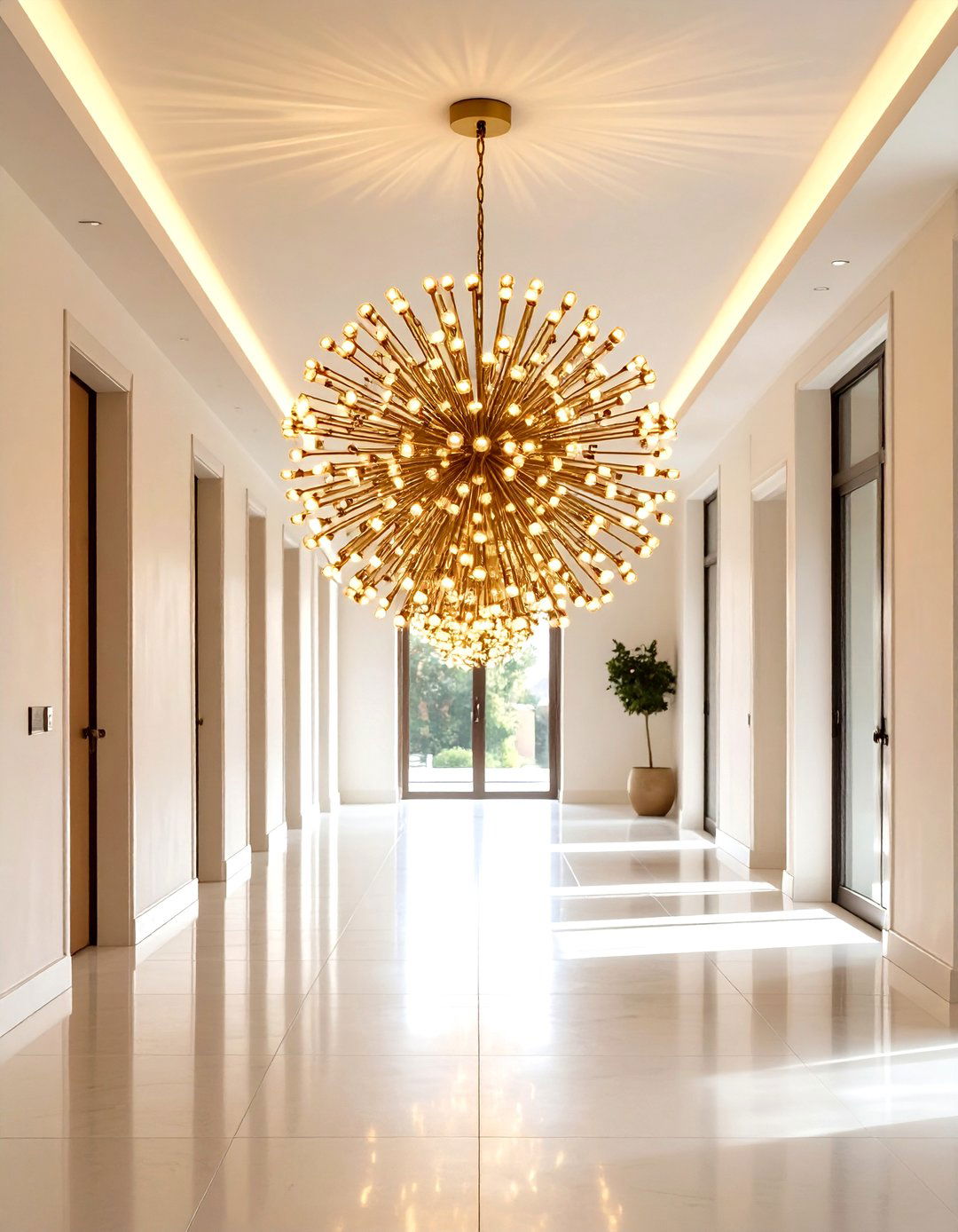 Hallway with Statement Lighting - 30 hallway decorating ideas
