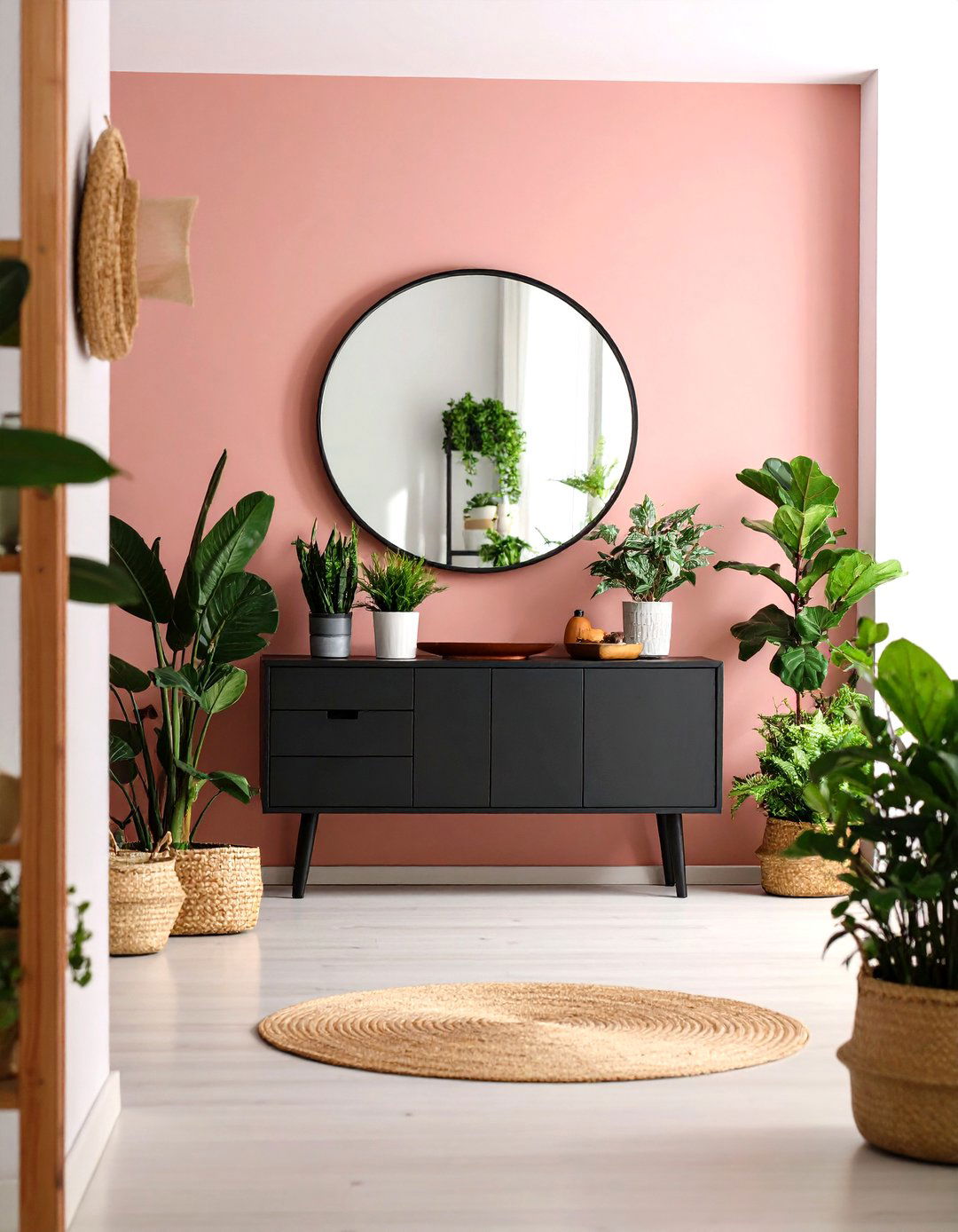 Hallway with a Floating Console and Mirror - 30 hallway design ideas