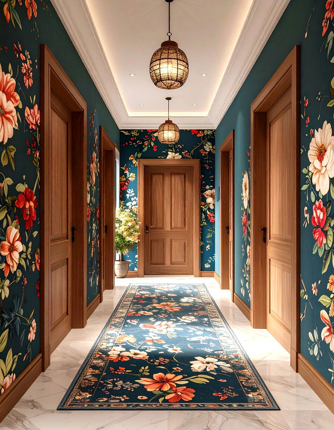 Hallway with a Single Accent Wall - 30 hallway design ideas