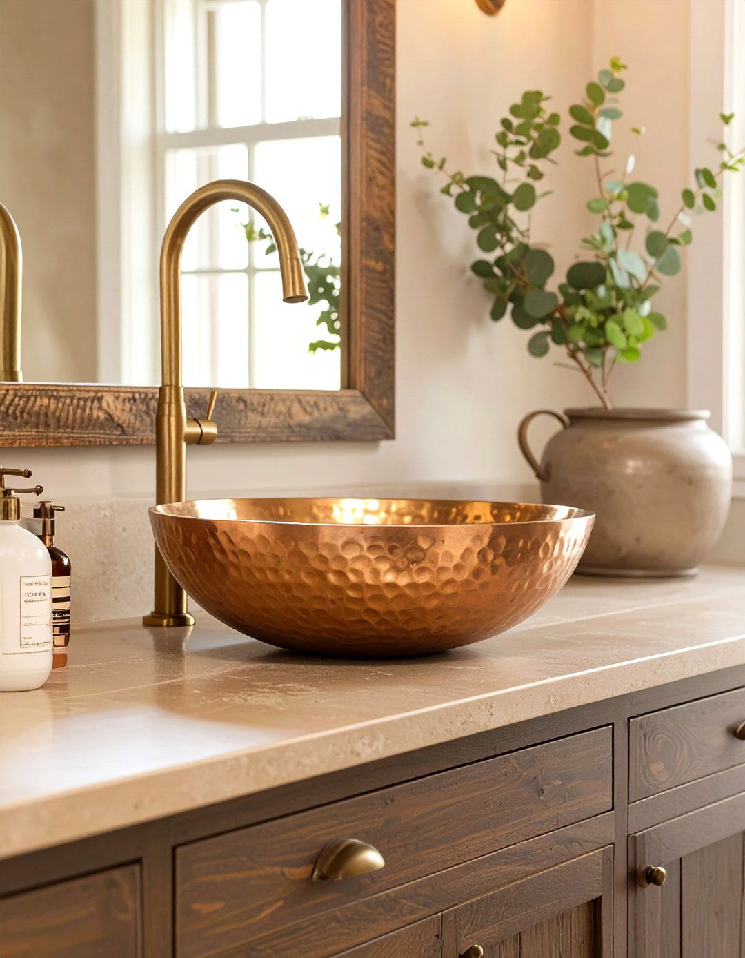Hammered Copper Sink for a Western Bathroom - 30 western bathroom ideas