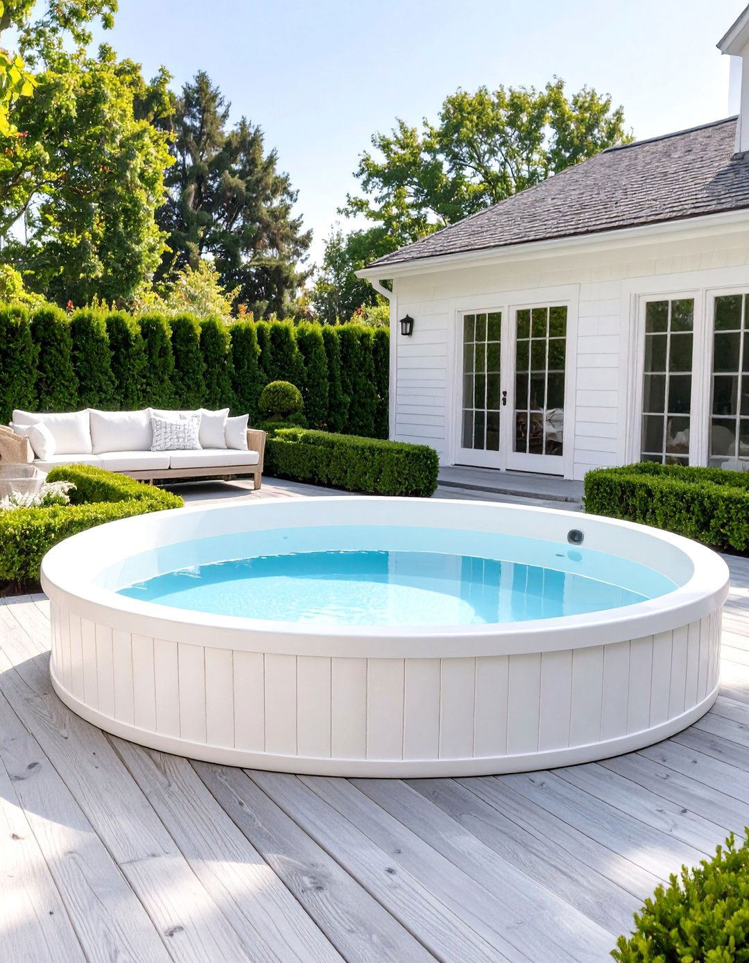 Hamptons Inspired Stock Tank Pool Luxury - 30 backyard stock tank pool ideas