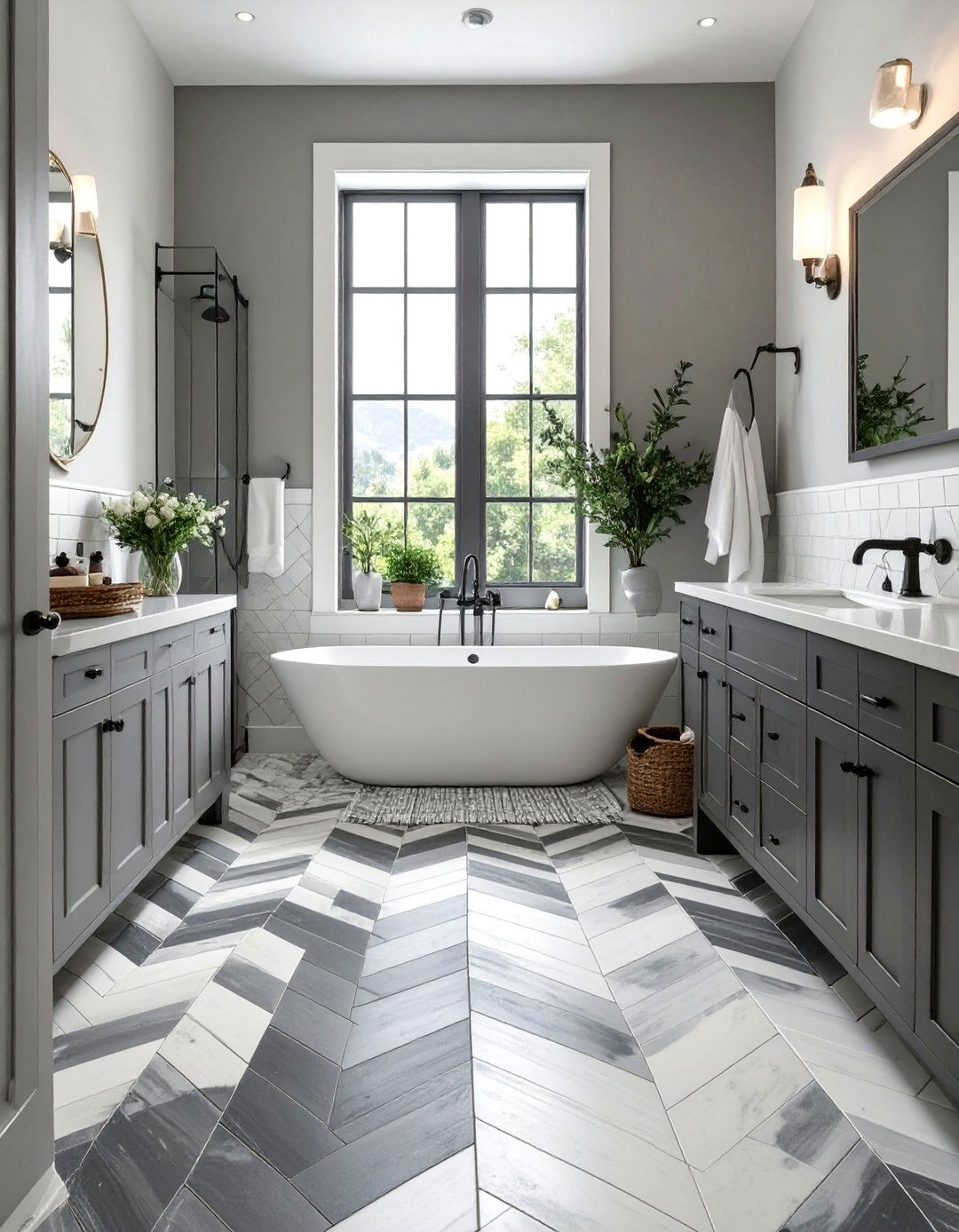 Hand Drawn Herringbone Pattern - 30 bathroom tile paint ideas