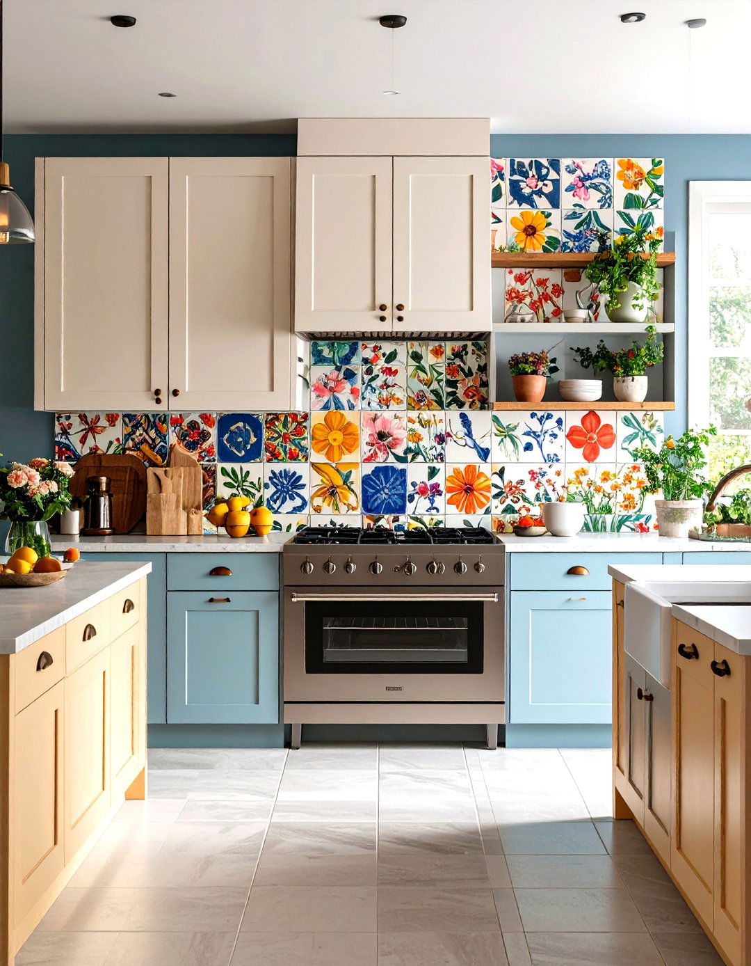 Hand Painted Artisan Tile Kitchen - 30 kitchen backsplash tile ideas