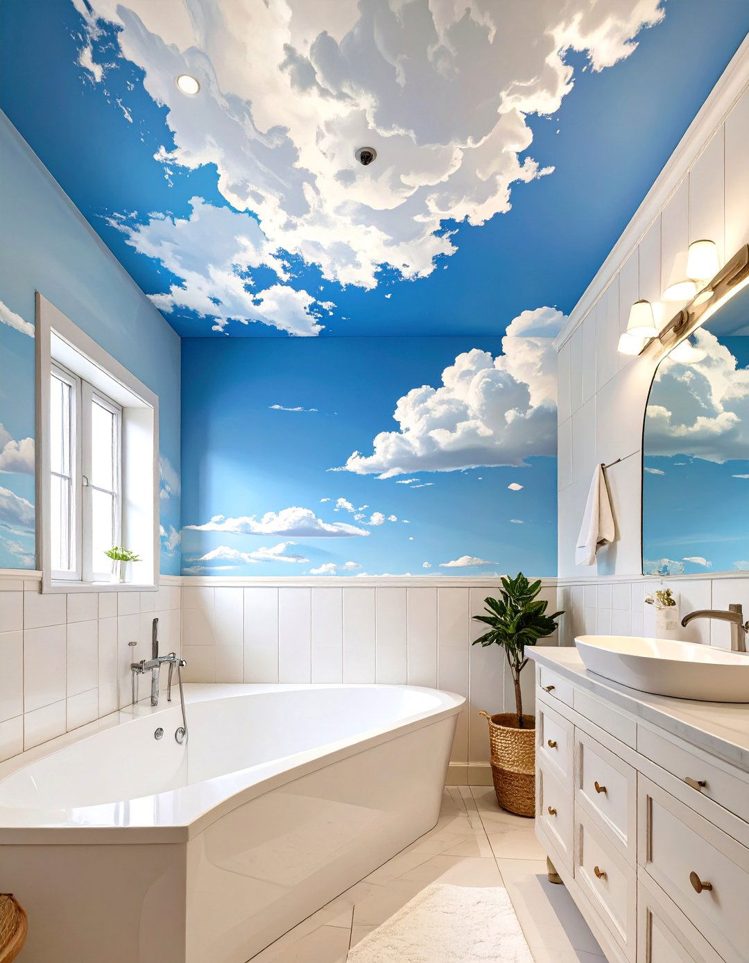 Hand Painted Mural Bathroom Ceiling - 30 bathroom ceiling ideas
