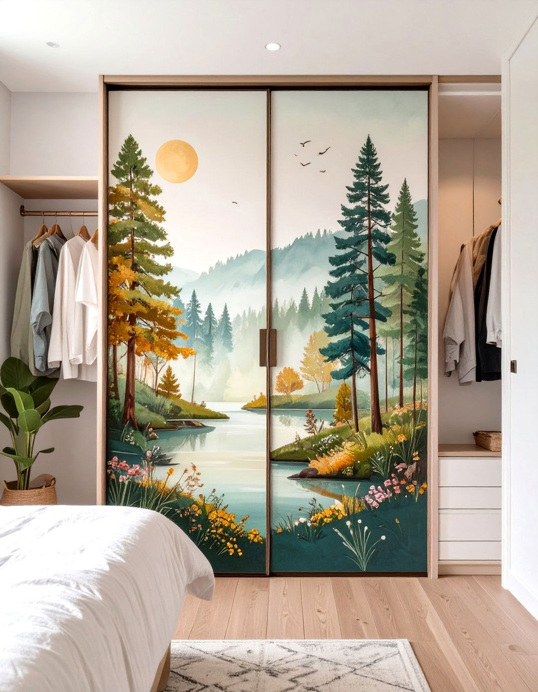 Hand Painted Mural - 30 diy closet door ideas