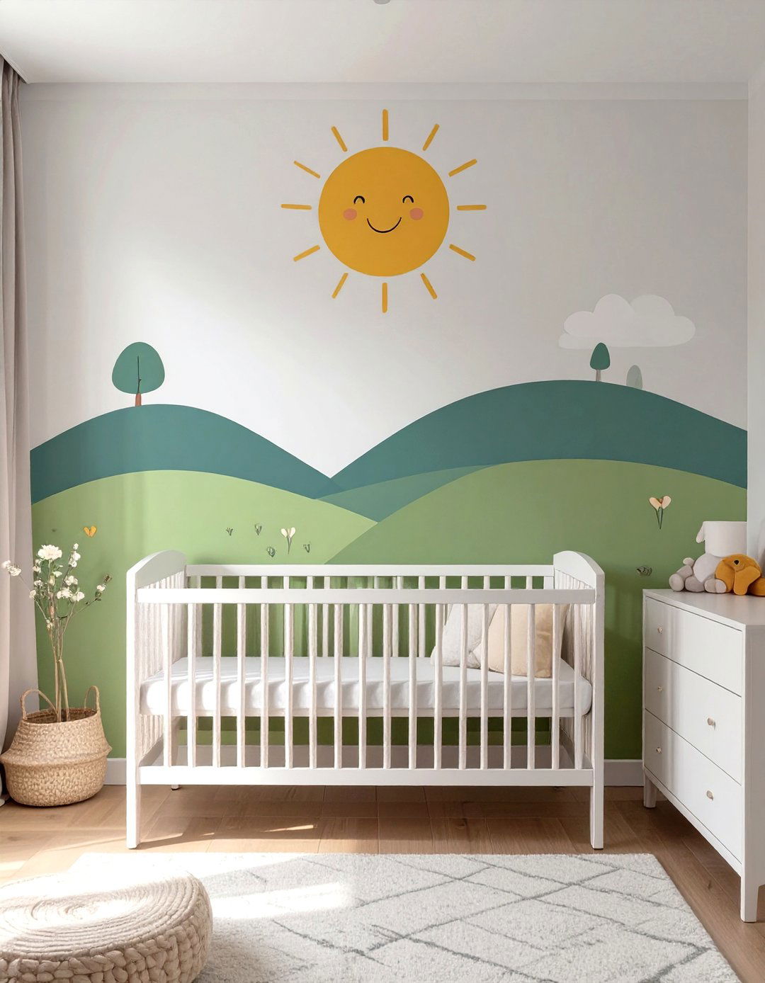 Hand Painted Simple Mural - 30 toddler girl room ideas on a budget