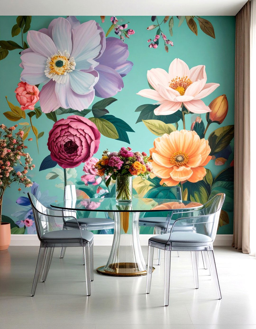 Hand Painted Wall Mural - 30 dining room art ideas