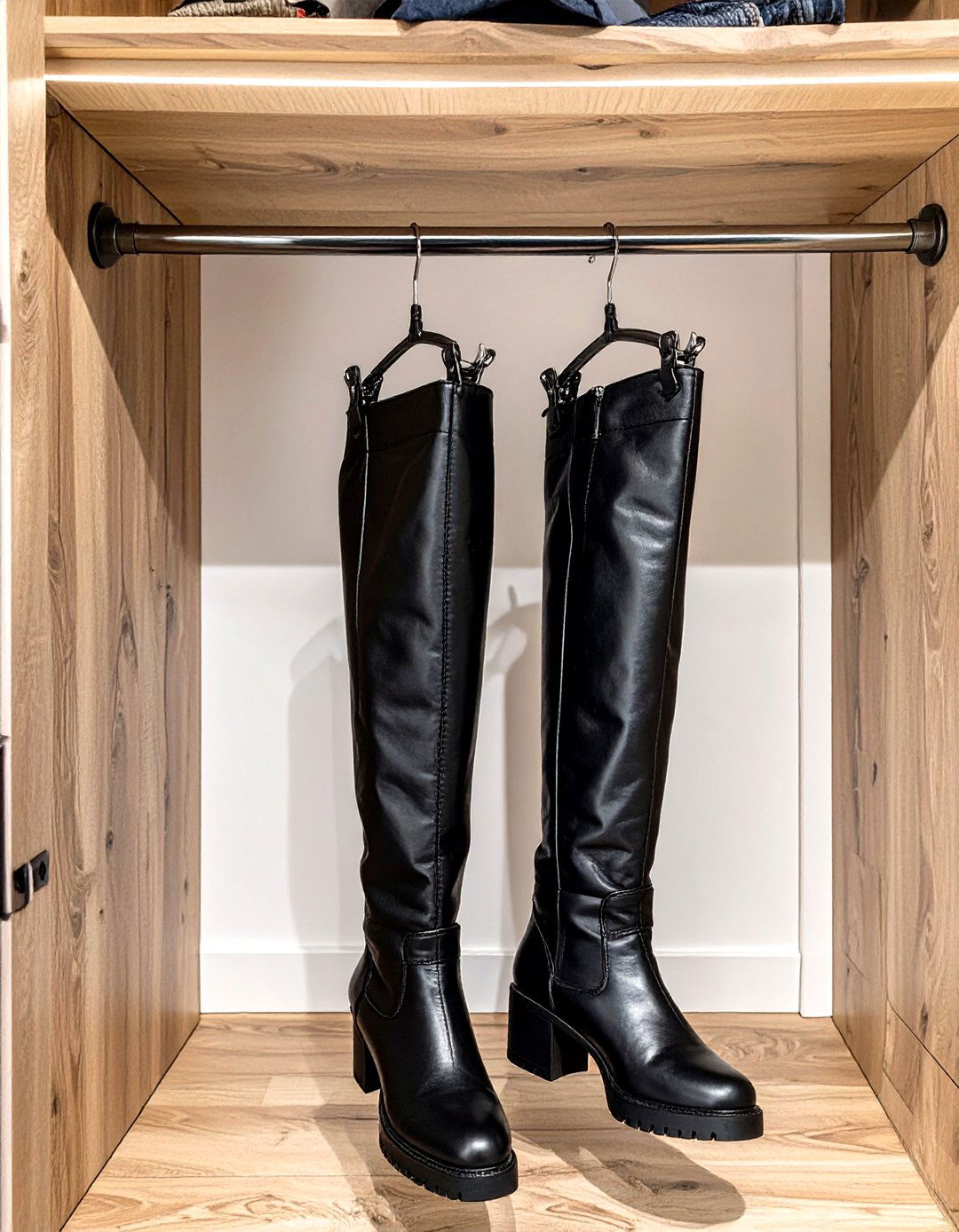 Hang Boots with Clip Hangers - 30 small closet ideas for bedroom