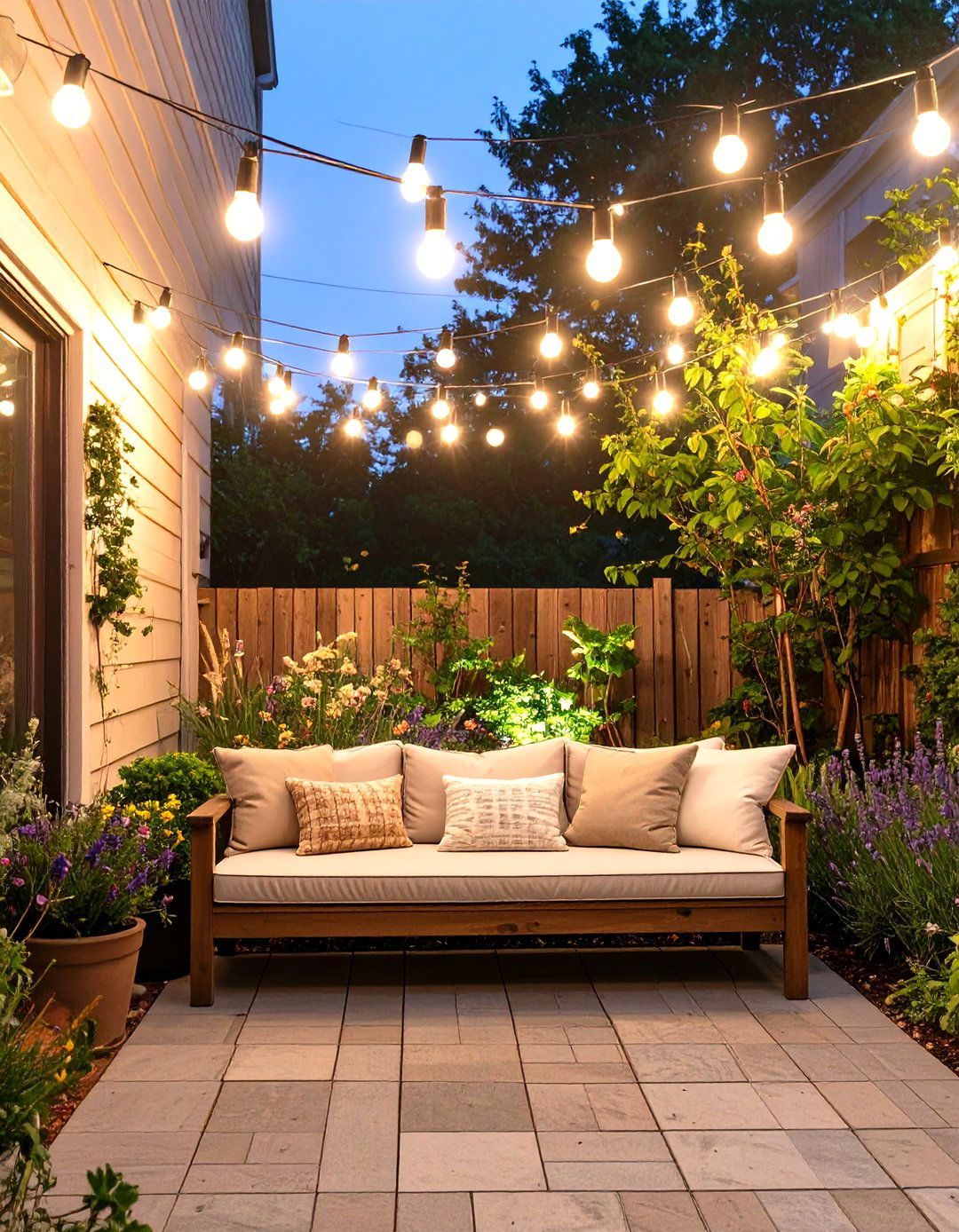 Hang String Lights for a Magical Small Patio Ambiance - 30 small patio decorating ideas