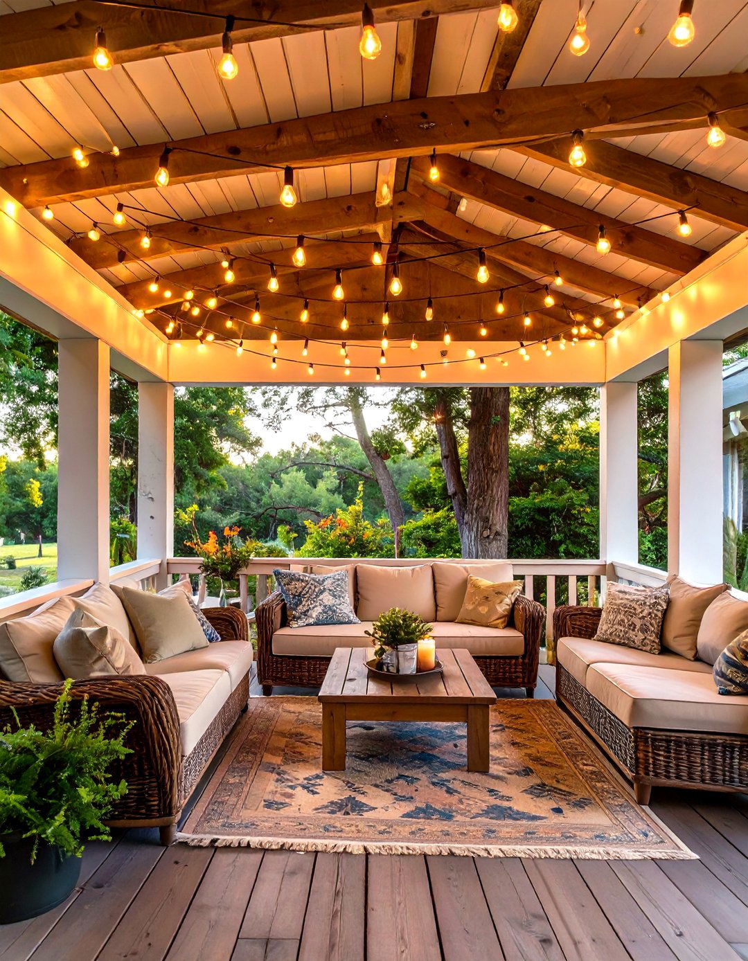 Hang Whimsical String Lights - 30 screened in porch decorating ideas