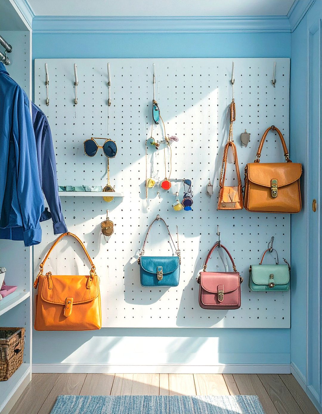 Hang a Pegboard Organizer - 30 small closet ideas for bedroom