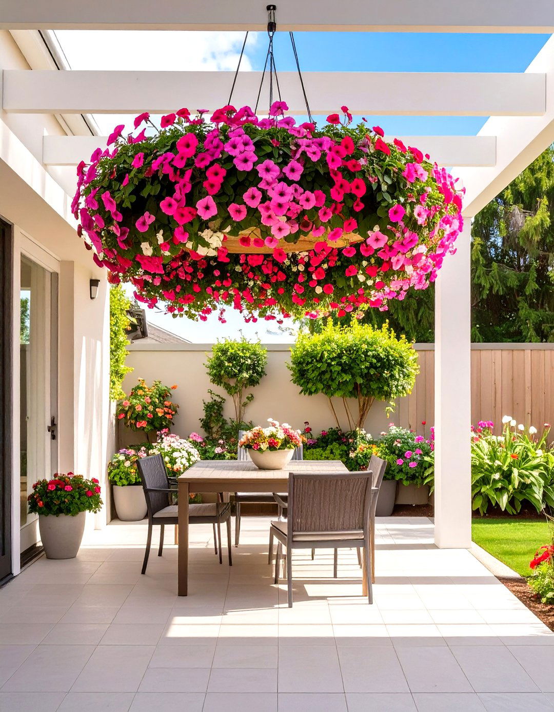 Hanging Basket Canopy - 30 small backyard garden ideas