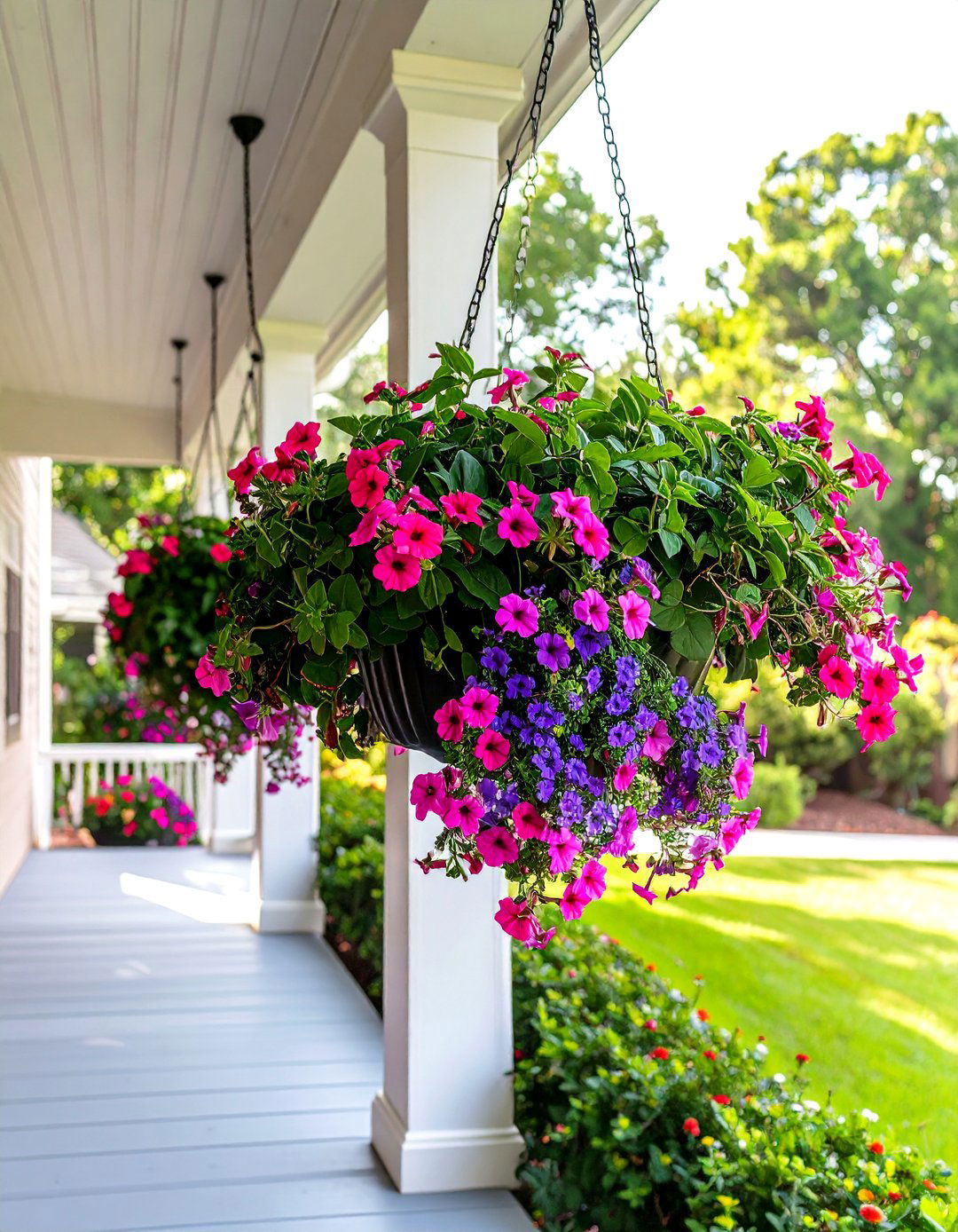 Hanging Baskets for Aerial Color - 30 small front yard ideas