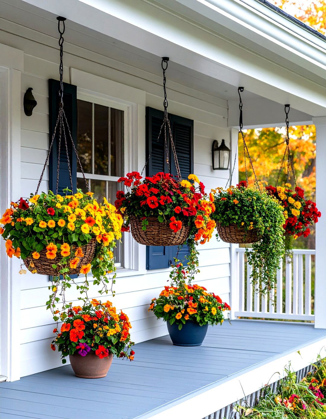 Hanging Baskets for Fall - 30 fall porch decor ideas