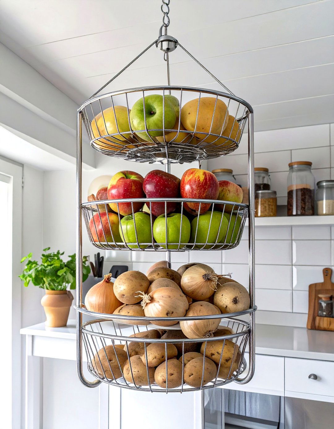 Hanging Baskets for Pantry Goods - 30 small kitchen pantry ideas