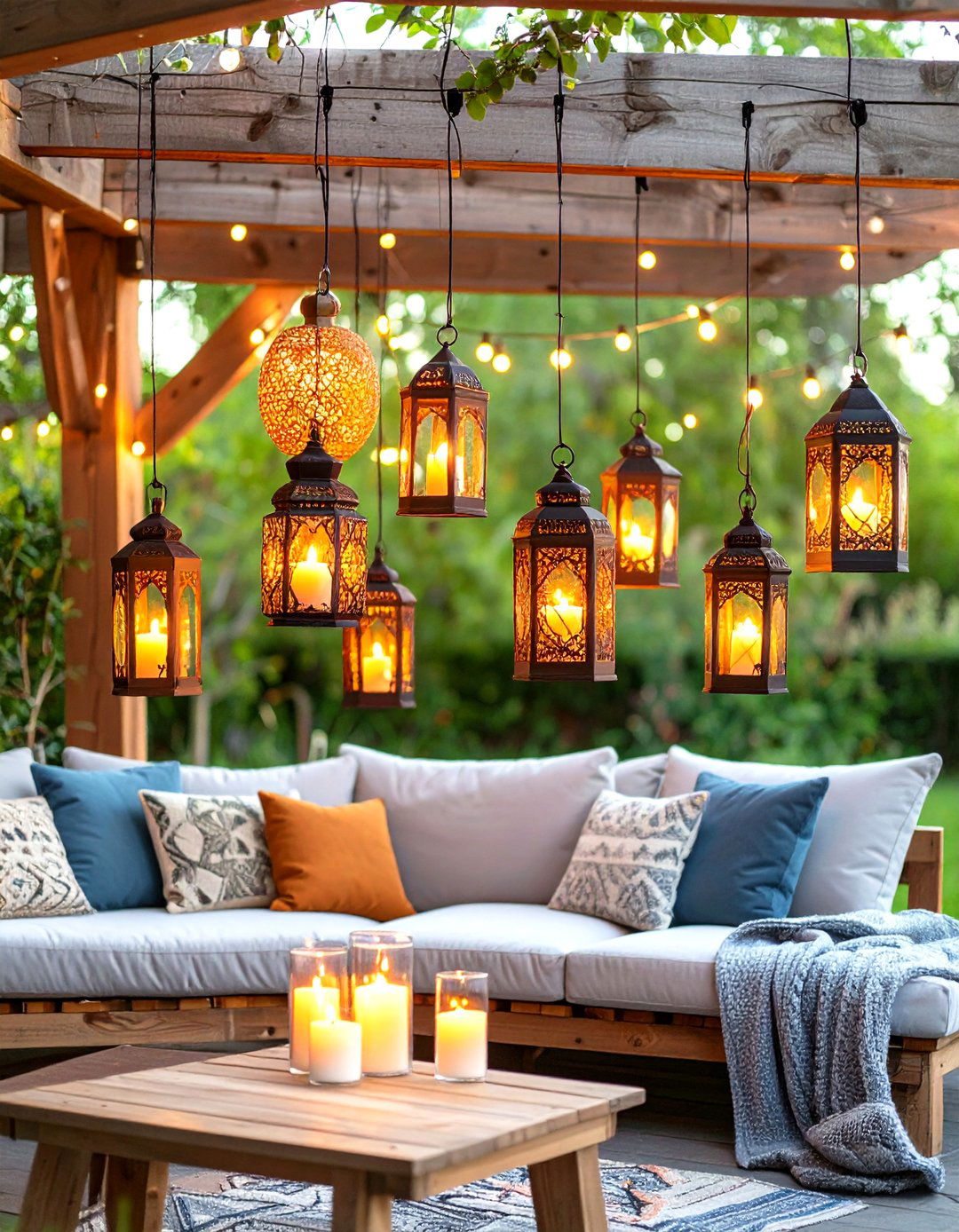 Hanging Candle Lantern Collection - 30 diy backyard lighting ideas