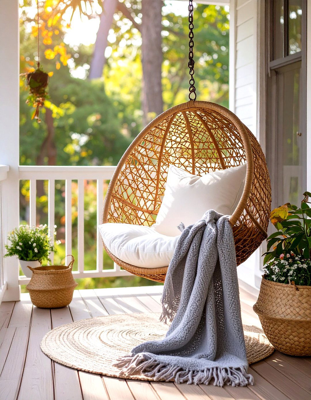 Hanging Chair on a Small Porch - 30 small porch decorating ideas