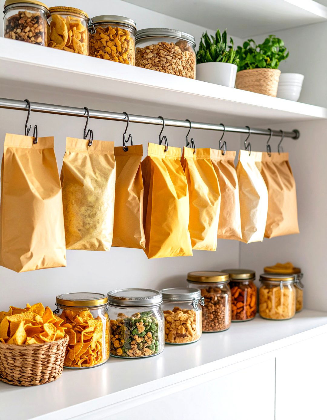 Hanging Clips for Bags of Chips - 30 pantry organizer ideas
