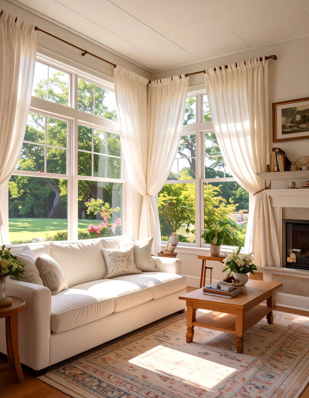 Hanging Curtains High and Wide - 30 single wide small mobile home living room ideas