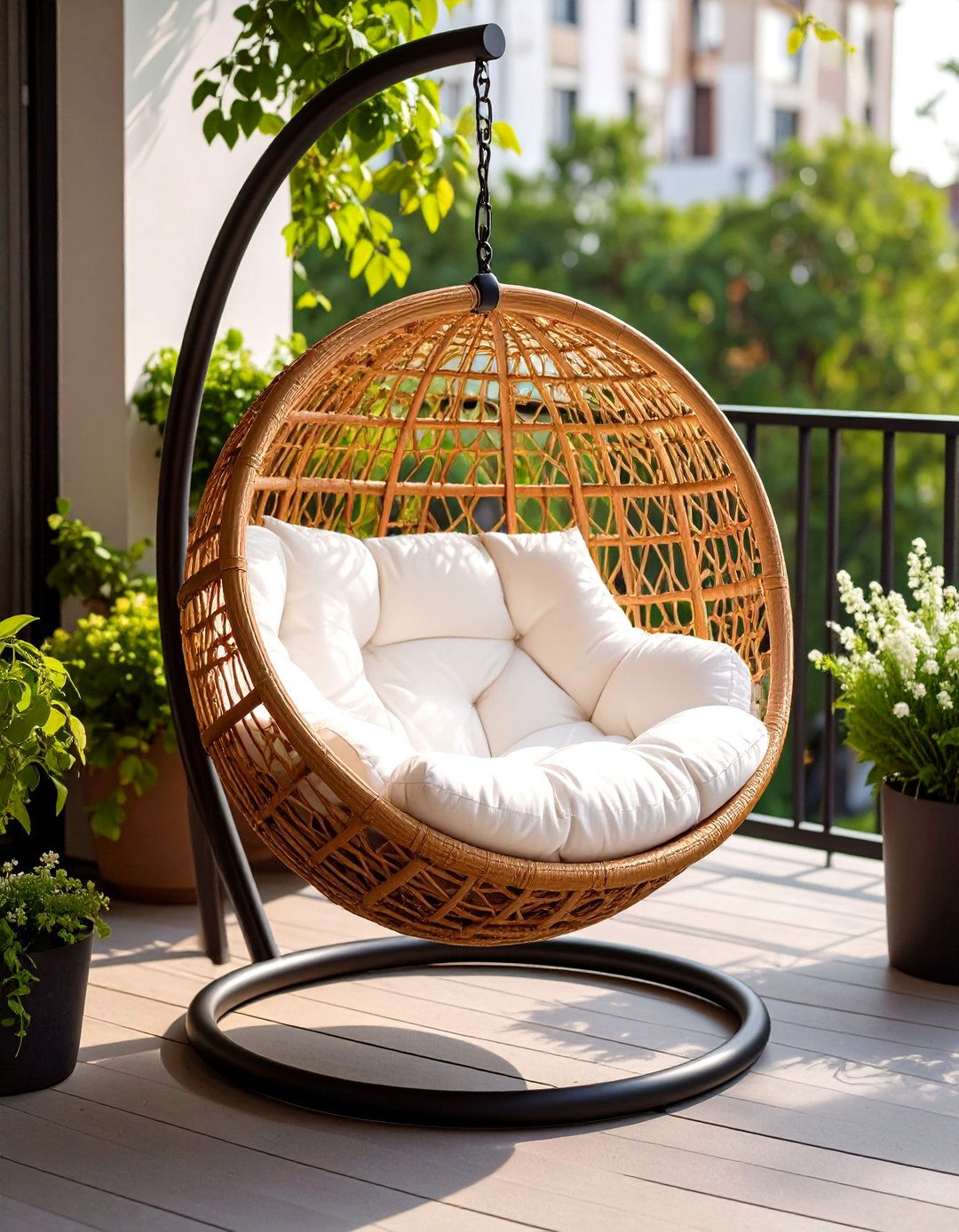 Hanging Egg Chair for Small Decks - 30 small deck furniture ideas