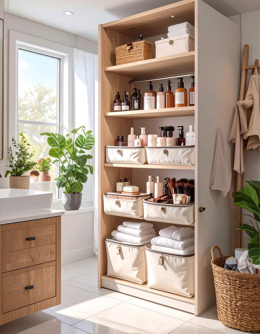 Hanging Fabric Shoe Organizer Repurposed - 30 bathroom closet organization ideas