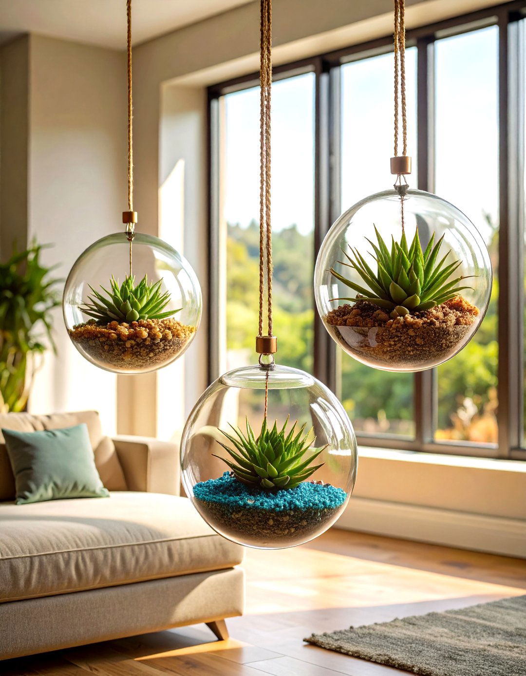 Hanging Globe Succulent Garden - 30 succulent garden ideas