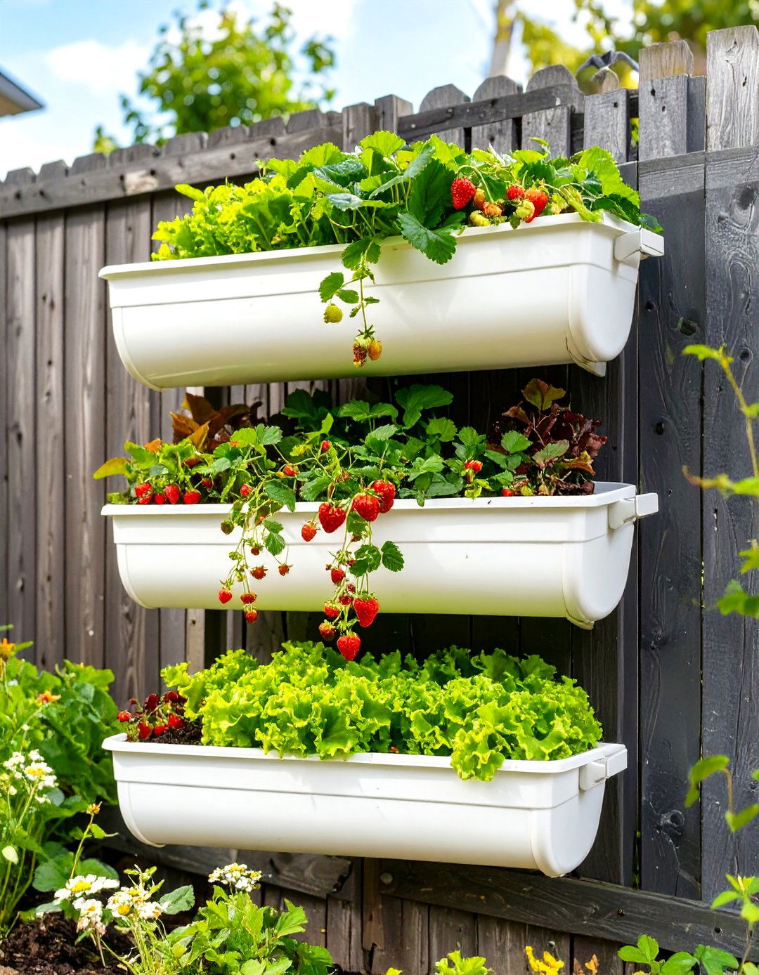Hanging Gutter Garden System - 30 small garden design ideas