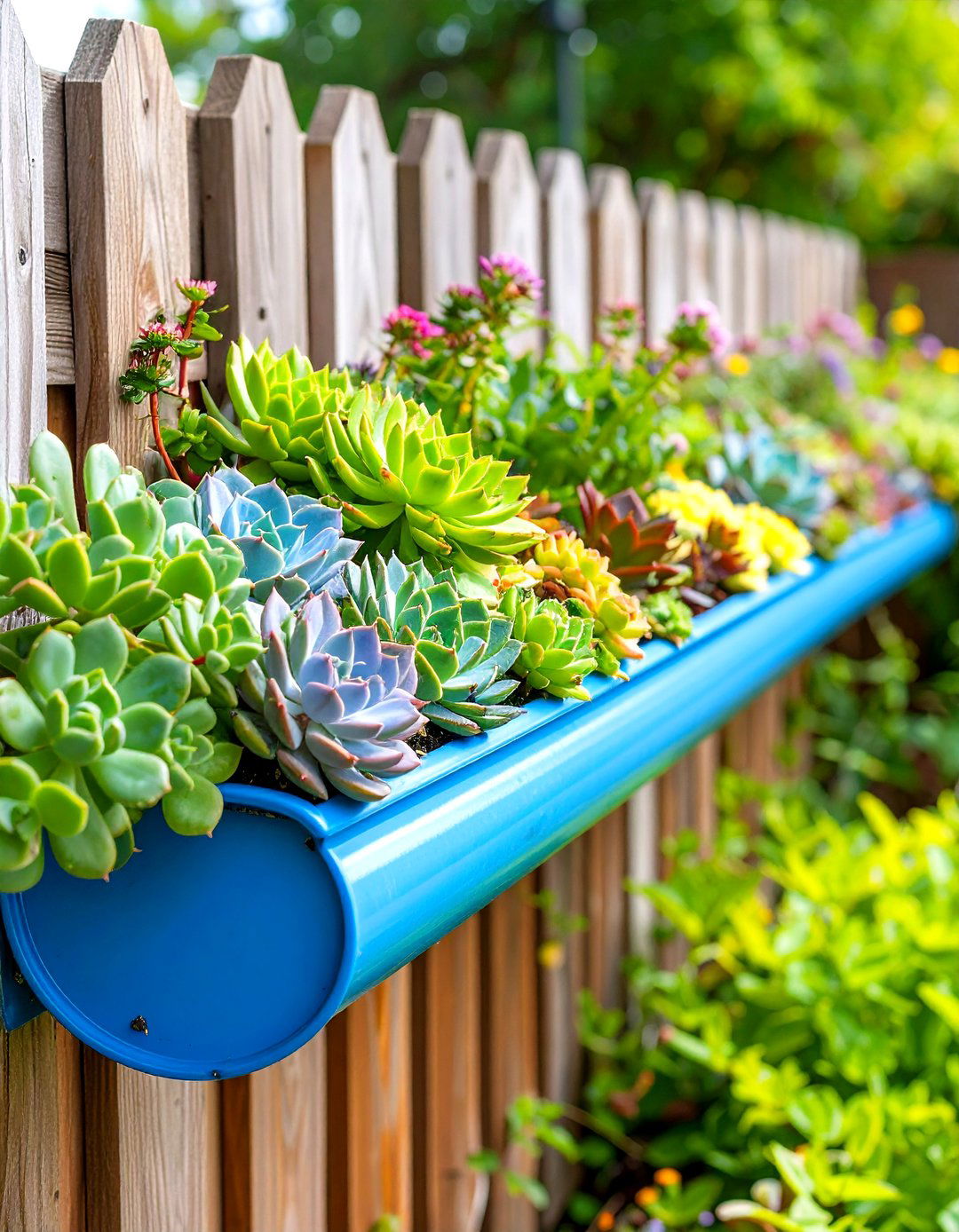 Hanging Gutter Succulent Garden - 30 outdoor succulent garden ideas