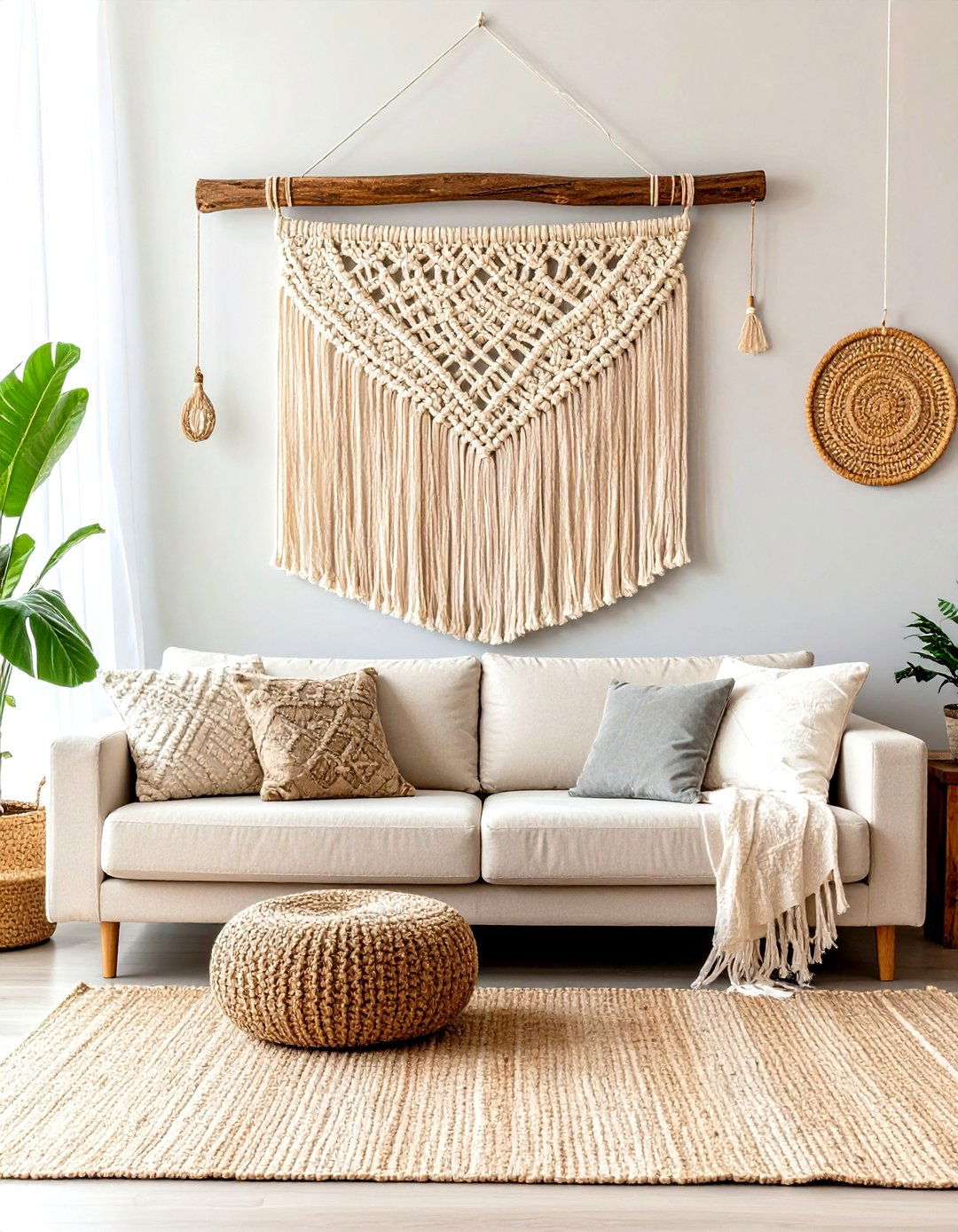 Hanging Macrame Wall Art - 30 large wall decor ideas for living room