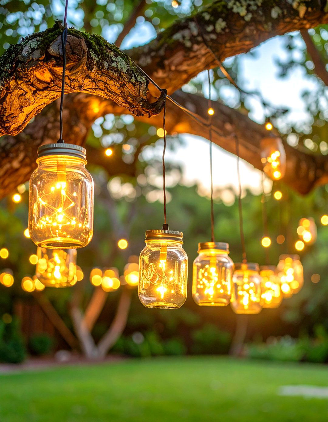 Hanging Mason Jar Lanterns - 30 small backyard wedding ideas