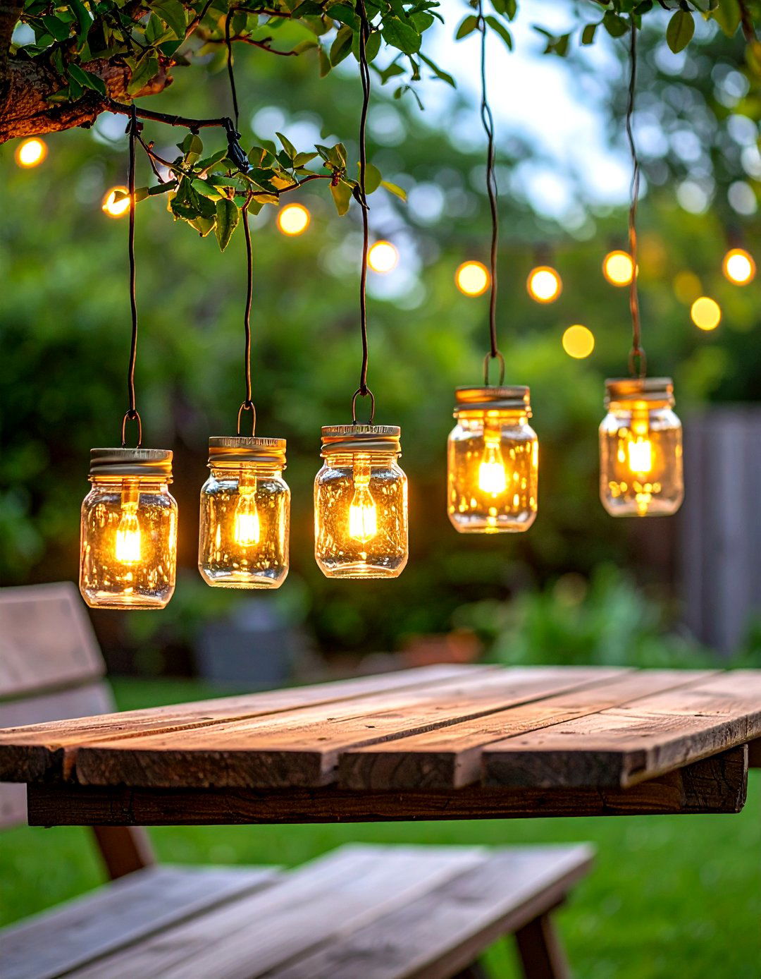 Hanging Mason Jar Lanterns - 30 patio lights ideas