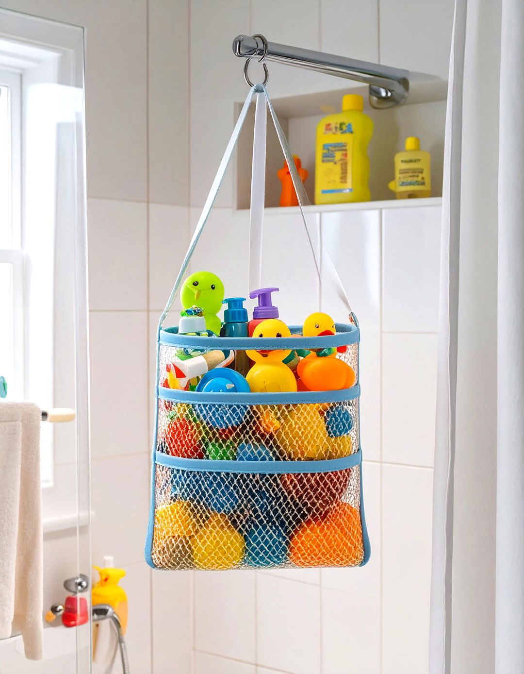 Hanging Mesh Pocket Organizer - 30 shower storage ideas