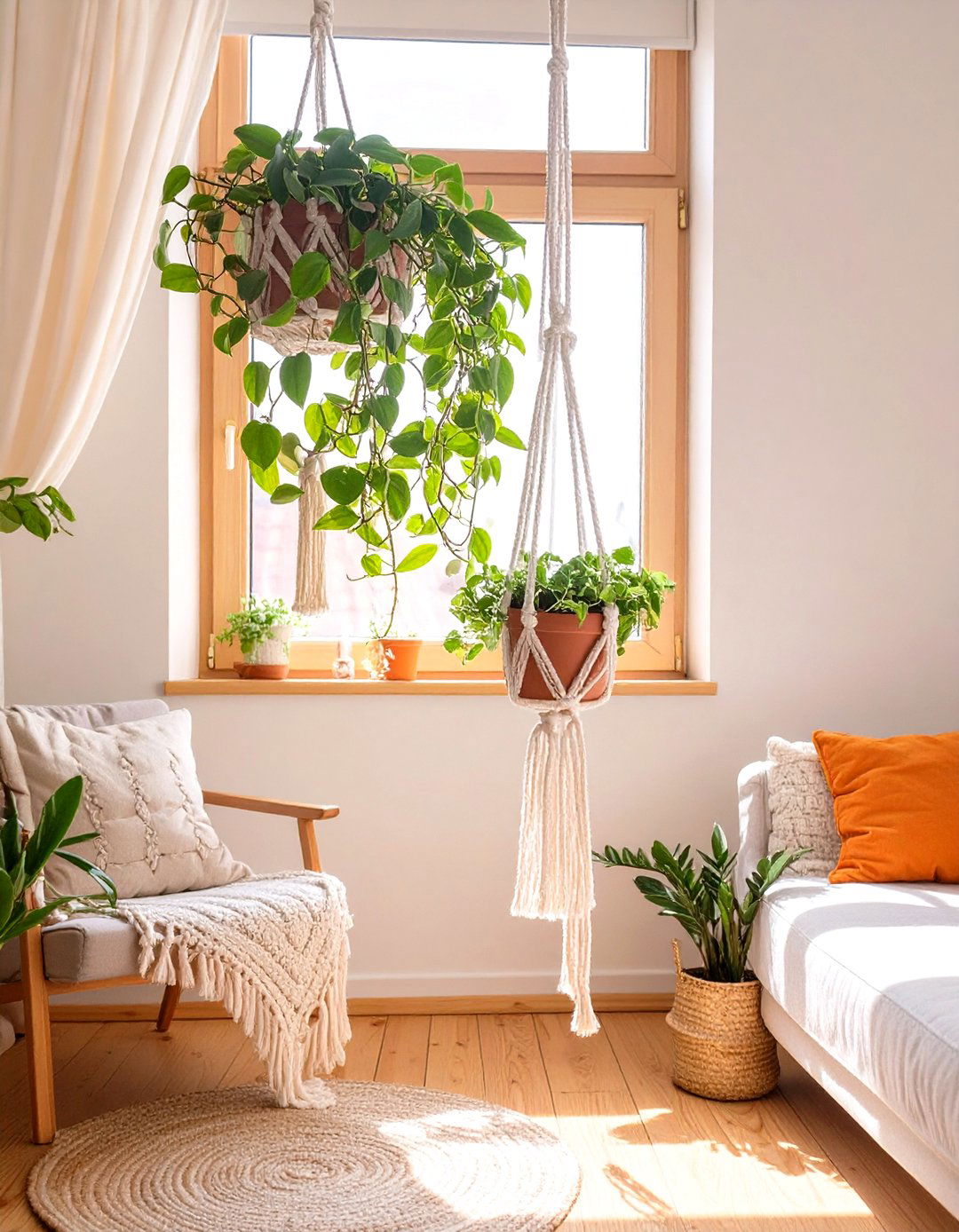 Hanging Plants for Greenery - 30 small space living room ideas