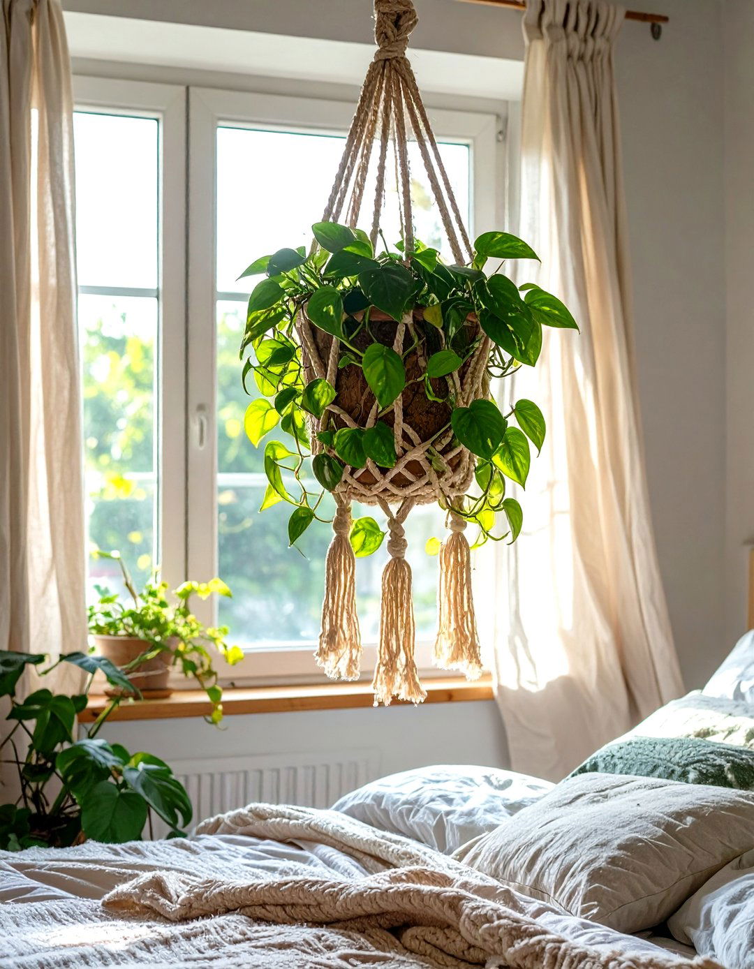 Hanging Plants to Add Life - 30 small guest bedroom ideas on a budget