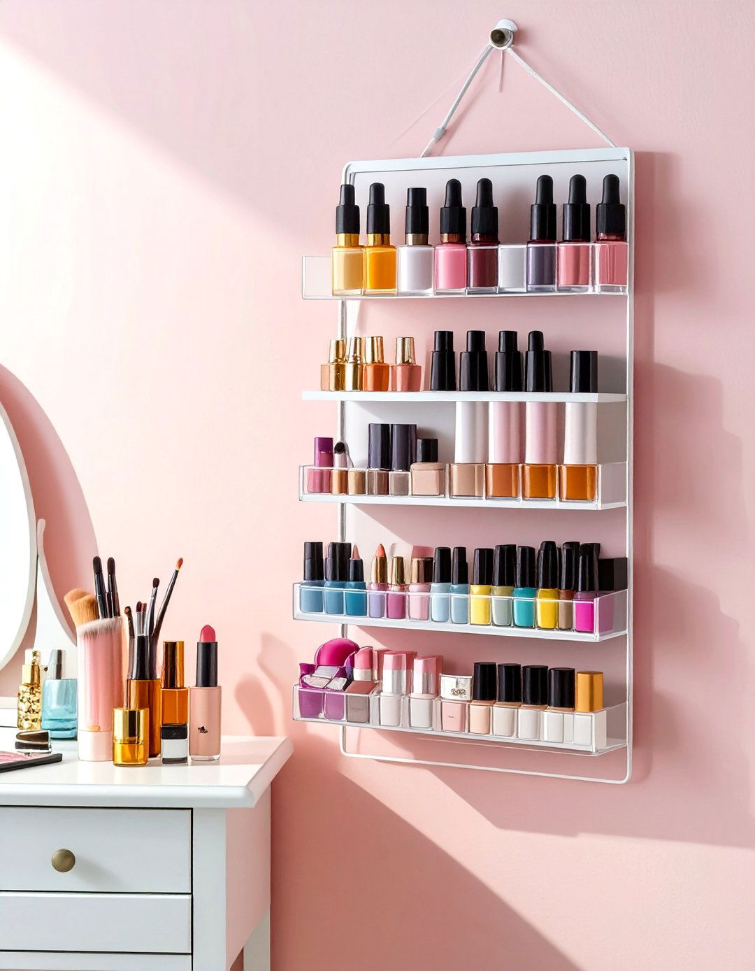 Hanging Pocket Organizers on a Wall - 30 vanity organization ideas