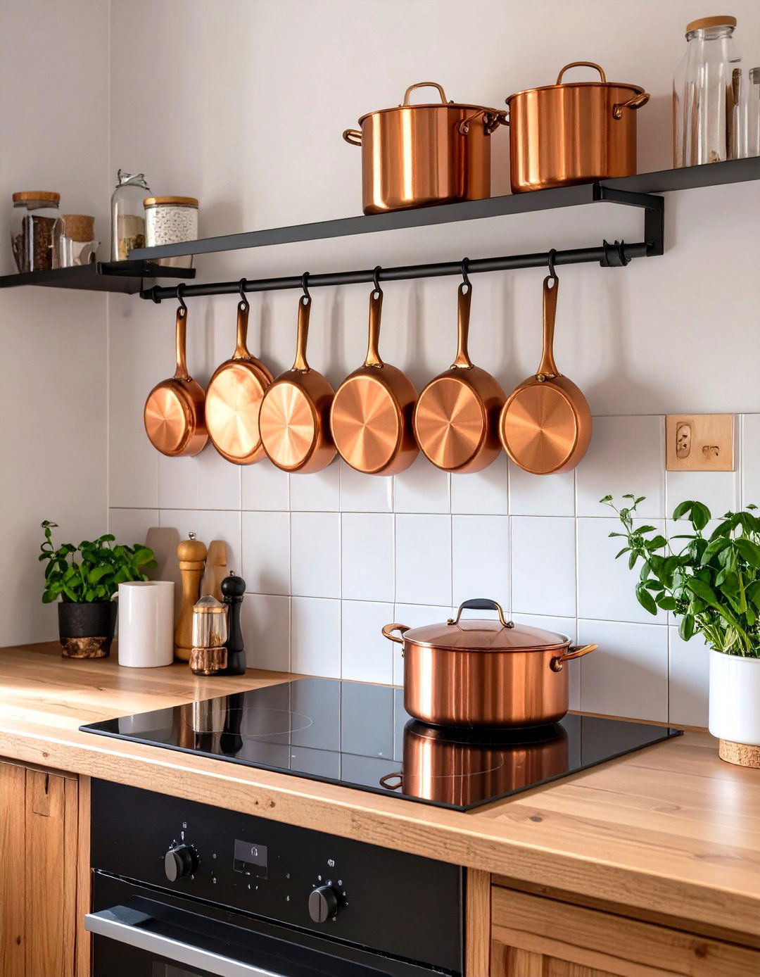 Hanging Pot and Pan Rack - 30 small simple kitchen design ideas