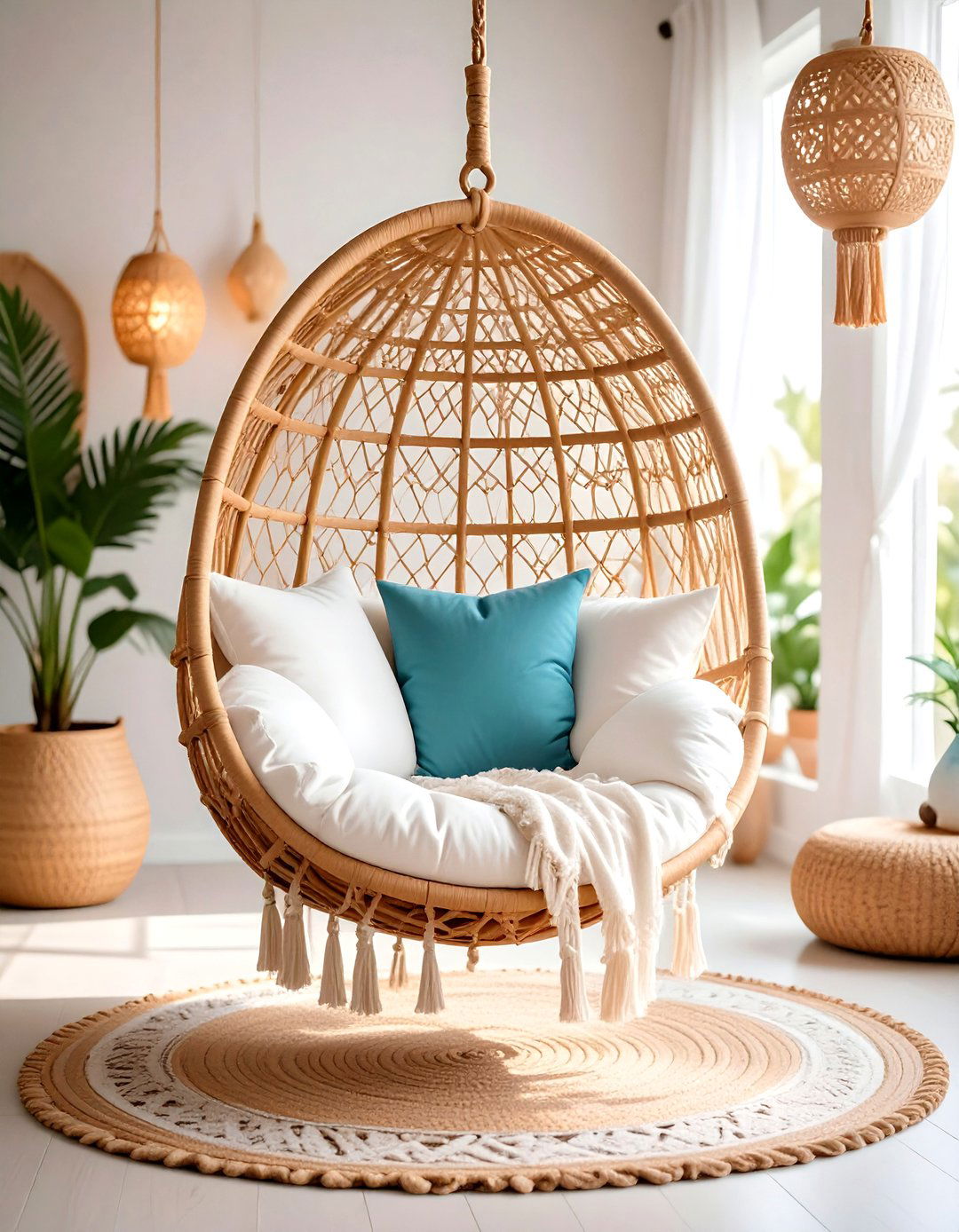 Hanging Rattan Chair - 30 pinterest bedroom ideas