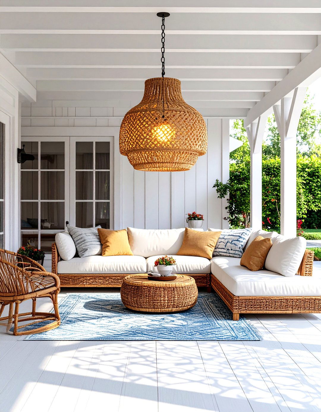 Hanging Rattan Pendant Patio Lights - 30 patio lighting ideas
