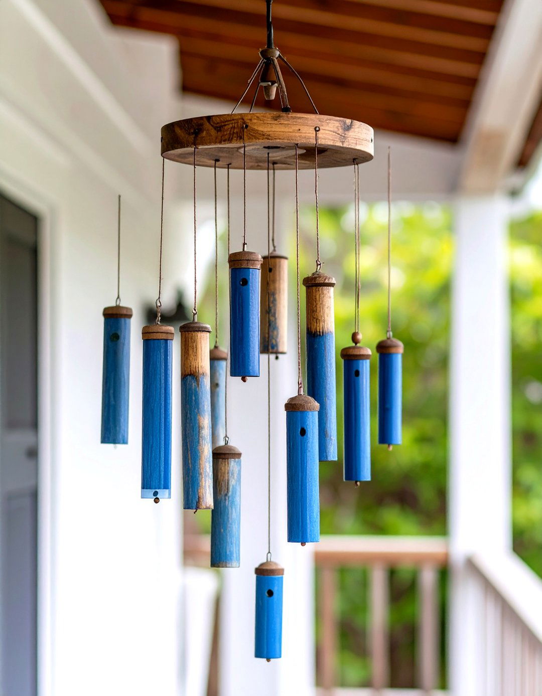 Hanging Rustic Wind Chimes - 30 rustic front porch decorating ideas