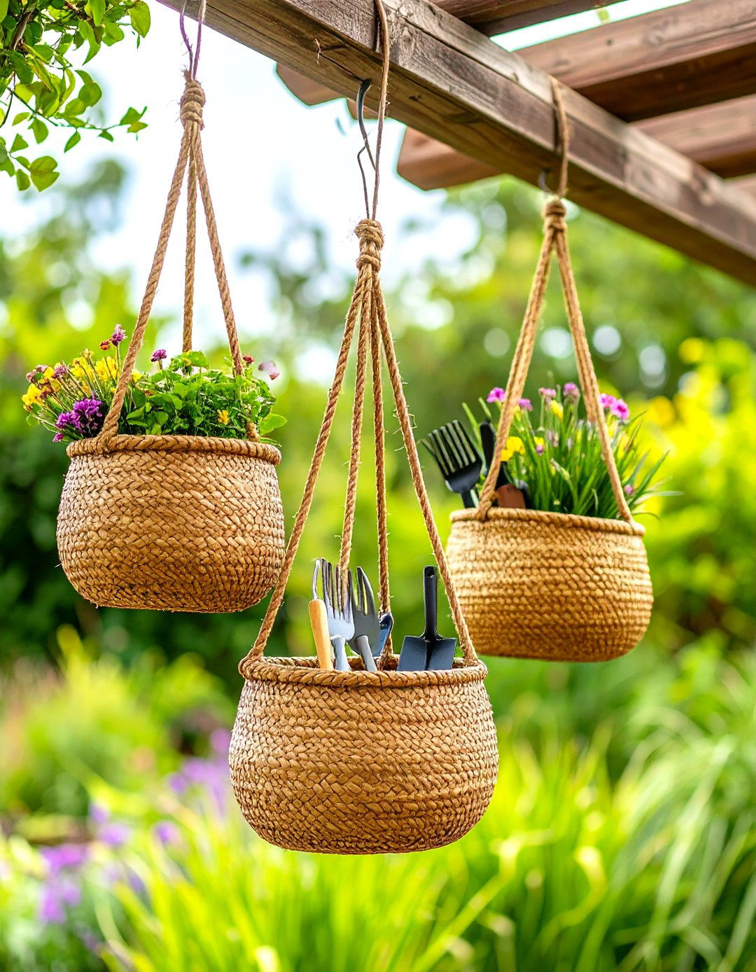 Hanging Storage Baskets - 30 outdoor storage ideas
