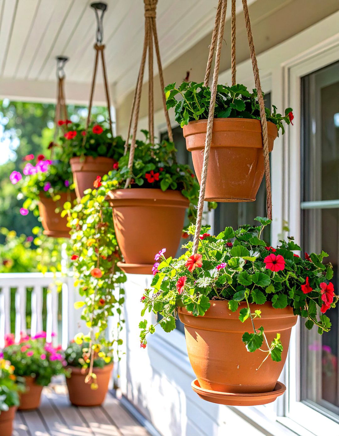 Hanging Terracotta Pot Garden - 30 vertical garden ideas